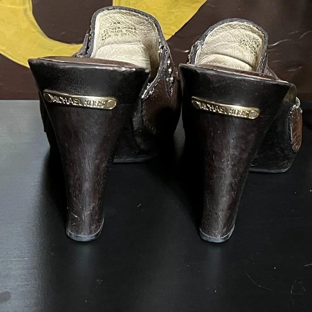 MICHAEL Michael Kors Brown Leather Mules Size 7.5